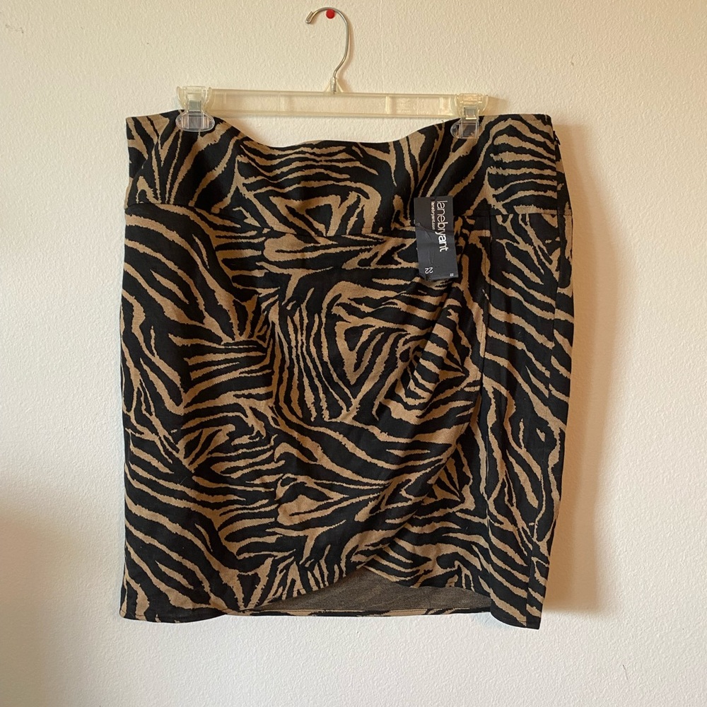 NWT Lane Bryant Camel Zebra Print Pencil Skirt